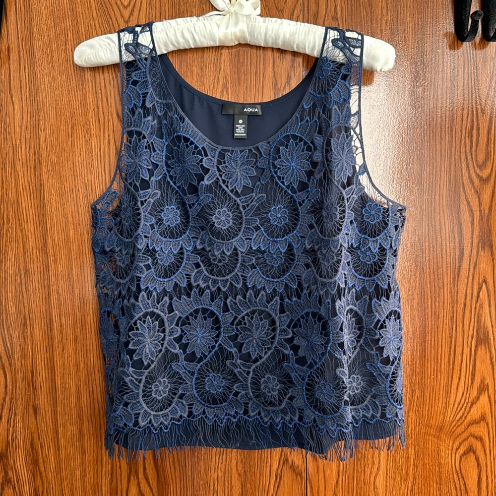 Navy Blue Lace Top from Aqua Size XS